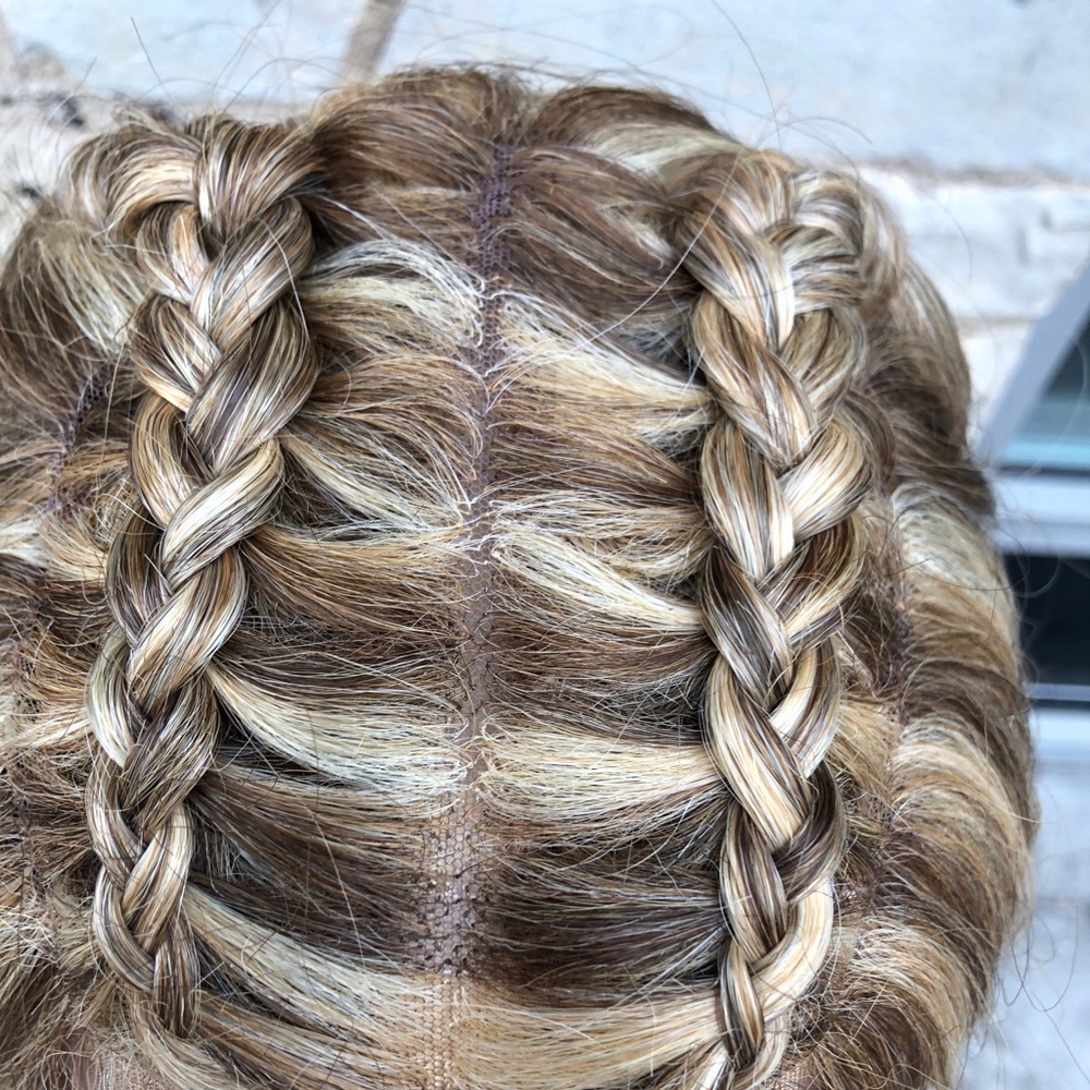 One available Blonde mix Double Braiding Lacefront Wig baby hair - Picture 4 of 9